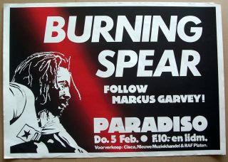 Burning Spear Concert Poster 1981 Paradiso Amsterdam Marcus Garvey