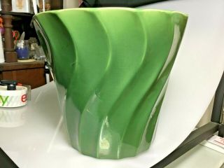 Vintage Bauer Pottery Lg Green Swirl Pot 10 Planter Made In Calif.