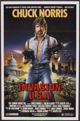 Invasion U.  S.  A.  Movie Poster 27x41 Folded Chuck Norris Invasion Usa