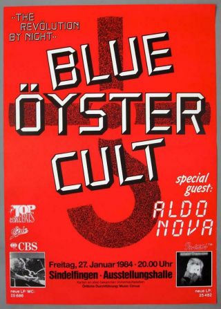 Blue Öyster Cult - Rare Vintage Revölution By Night 1984 Concert Poster