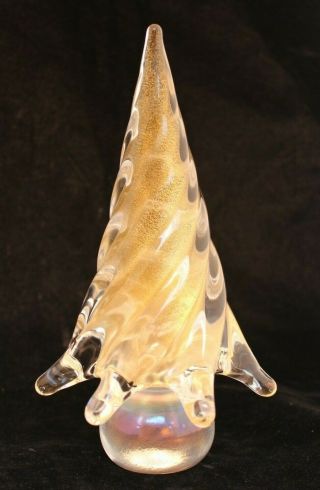 Vintage Murano Glass Clear And Gold 7⅛ " Christmas Tree