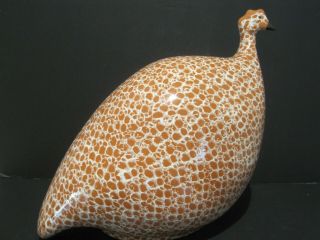 Heidi Caillard French Ceramic Guinea Fowl “la Pintade” White W Red Spots Large