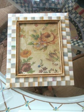 Mackenzie Childs Parchment Check Large Picture Photo Frame For 8 By 10 W/tag
