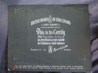 British Bbfc Film Certification Card Don 