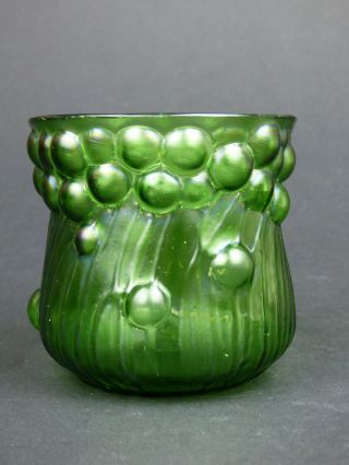 Loetz Iridescent Green Glass Vase With Moulded Pattern Art Nouveau Bohemian
