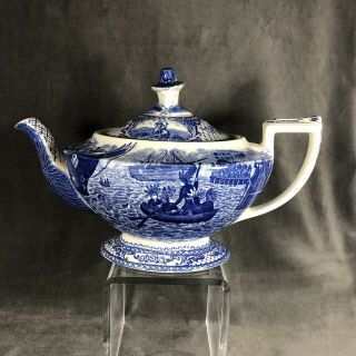 Crown Ducal Colonial Times Blue Teapot