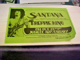 1972 Santana / Freddy King Concert Poster Calgary Alberta