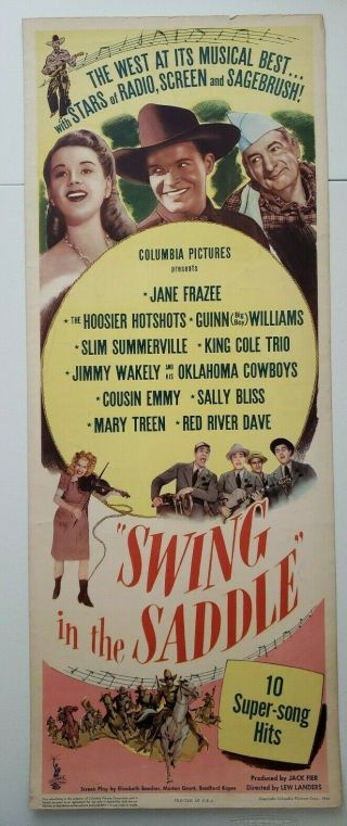Swinging In The Saddle 1944 14 " X36 " Orig Movie Poster Jimmy Wakely Jane Frazee