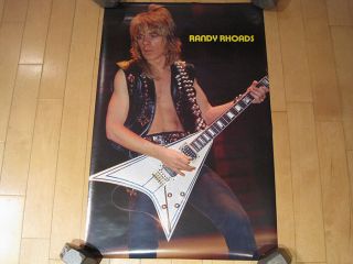 1985 Vtg Randy Rhoads Flying V Guitar Music Poster 80s Ozzy Nos Randall