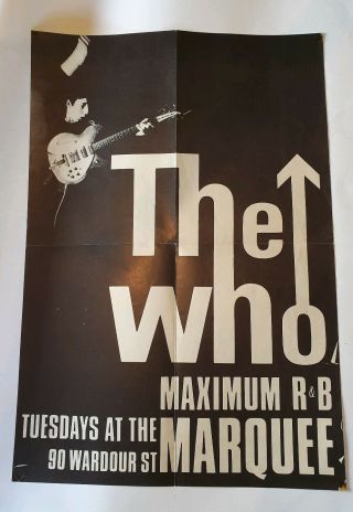 Extremely Rare Vintage The Who Wardour St Marquee London Gig Concert Poster Band