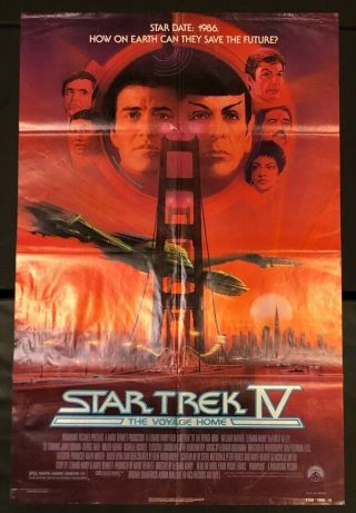 Star Trek 4: The Voyage Home 27 " X 41 " Ss/folded Movie Poster - 1986