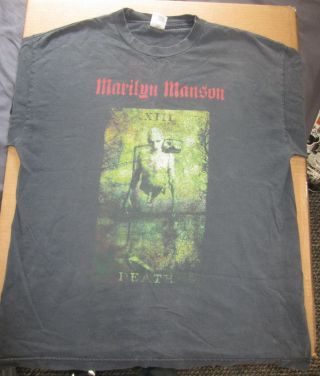 Vintage Marilyn Manson Death Tarot Card Band T Shirt Metal Distressed Xl Rare