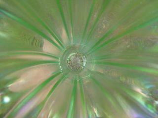 NORTHWOOD CARNIVAL GLASS ICE GREEN THIN RIB 11 3/8 TALL VASE VERY PRETTY 8
