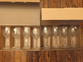 Set Of 8 Crystal Clear 24 Lead Crystal Wine Glasses Made In Poland In 2 Boxes