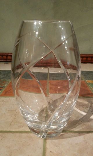 Tiffany & Co.  Crystal Swirl Hand Cut Elliptical Vase,  Made In Italy,  Retail $240