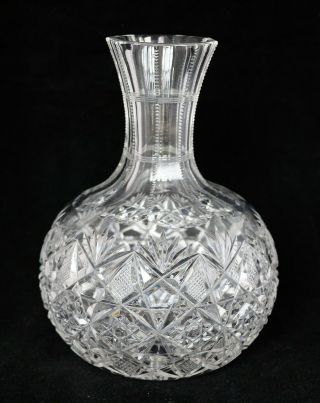 Antique American Brilliant Cut Glass Crystal Abp Bergen Continental Carafe