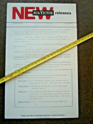 Vintage Press Release " Last Train To Clarksville " The Monkees 1966 Rca