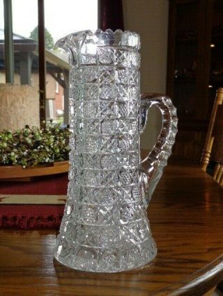 Lovely Abp American Brilliant Cut Glass Tankard Pitcher