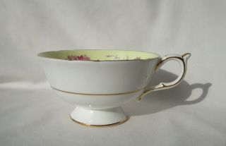 Paragon China Tea Cup and Saucer Yellow Ground Pink Lilac Bouquet Double Warrant 4