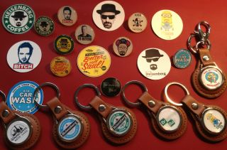 Breaking Bad Leather Key Rings & Gold Plated Badges & Ipad/phone Stickers