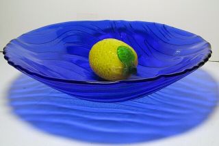 13 " Ivv Glass Cobalt Blue Decorative Handmade Bowl Made In Italy