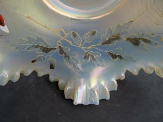 Antique Victorian Butterfly Spider Web Czech Moser Art Glass Brides Basket Bowl 8