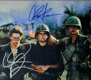 William Defoe & Charlie Sheen Hand Signed 8x10 Photo W/holo Platoon