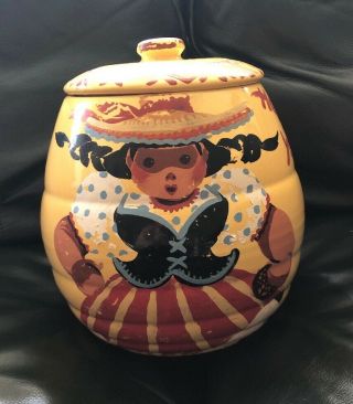 Vintage Hand - Painted Bauer Pottery Cookie Jar W/ Lid • La Linda / Gloss Pastel