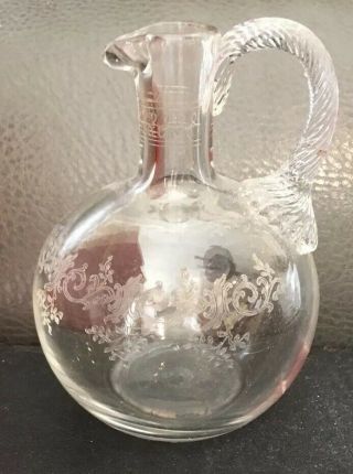 Vintage Baccarat France Crystal Glass Pitcher - Etched Crystal - Signed