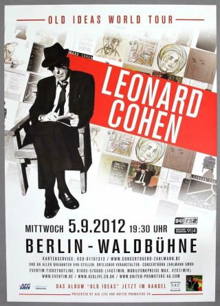 Leonard Cohen - Rare Berlin 2012 Old Ideas Concert Poster