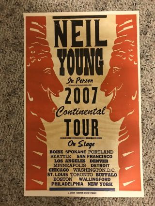 Neil Young Continental Tour Hatch Show Print Concert Poster Multiple Venues 2007