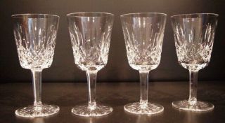 4 Pristine Waterford Lismore Cut Crystal 6 7/8 " Water/wine Goblets,  Etched Mark