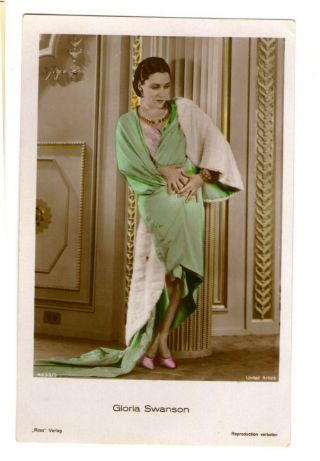 Gloria Swanson Vint Hand Tinted Colour Ross Verlag Photo Postcard