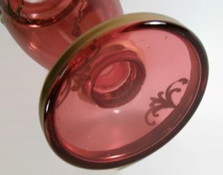 Bohemian Moser Harrach Art Nouveau Cranberry Glass Vase Enameled Flowers & Gilt 4