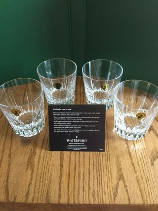 Set Of 4 Signed Waterford Double Old Fashioned Glasses,