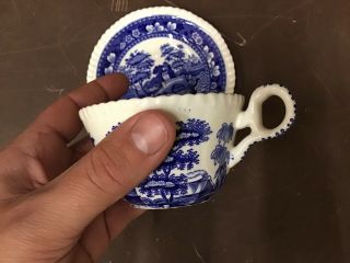 Antique Blue COPELAND SPODE ' S TOWER 10 Tea Cups & Saucers - LOOK 2