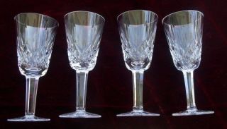 Four (4) Waterford Lismore 5 1/8 " Cut Crystal Stem Sherry Glasses