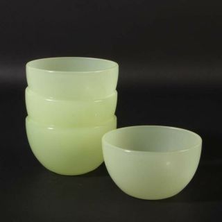 4 Collectable Cenedese Murano Opaline Glass Bowls Uranium Yellow Opalglas