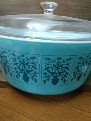 PYREX SAXONY TREE OF LIFE COVERED CASSEROLE 475 - B 2 1/2 QT With Lid Rare Promo 4