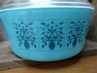PYREX SAXONY TREE OF LIFE COVERED CASSEROLE 475 - B 2 1/2 QT With Lid Rare Promo 8
