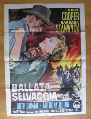 Blowing Wild Gary Cooper Western Italian One - Panel Movie Poster R60s