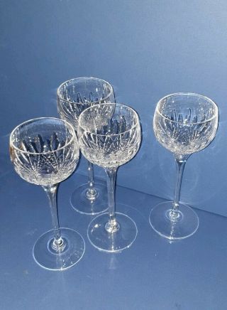 4 Stuart Crystal Hock Wine Glasses 21cmh