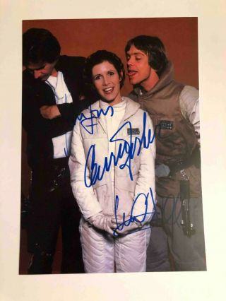 Carrie Fisher Mark Hamill Harrison Ford Star Wars Signed Autograph 6x8 Photo