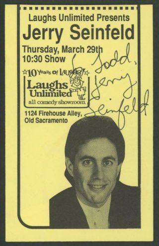 Jerry Seinfeld Signed Vintage Show Ad | Full Vintage Autograph - Jsa Cert