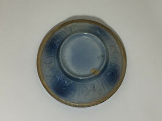 Antique Vintage Blue White Stoneware Bowl Fruit Flower Pansy Cosmos 10 x 5 5