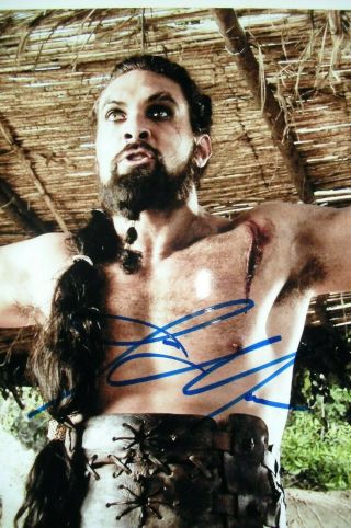 Photo signed by JASON MOMOA,  with,  8x10,  Games of Thrones,  Khal Drogo 2