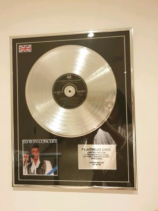 Elvis In Concert Framed Platinum Disc Limited Edition