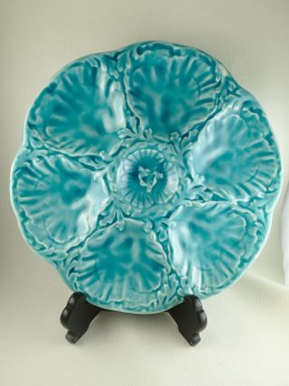 Gien French Majolica Turqouise Oyster Plate (s) Circa 1940 Minor Crazing