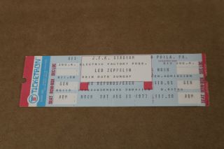 Rare Vintage Led Zeppelin Jfk Stadium Aug 13 1977 Concert Ticket Stub
