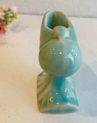 Rare HTF Vintage Nelson McCoy Aqua Turquoise Dove/Pigeon Bird Vase Planter 4